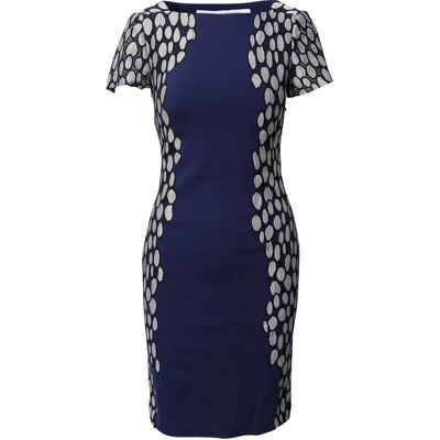 Diane Von Furstenberg Pre-owned Diane Von Furstenberg Koningin Tilda-jurk in marineblauwe viscose XS Diane Von Furstenberg Pre-owned Diane Von Furstenberg Koningin Tilda-jurk in marineblauwe viscose XS