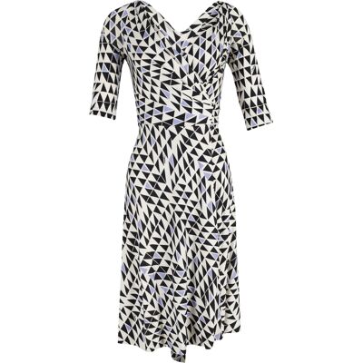 Diane Von Furstenberg Pre-owned Diane Von Furstenberg Penna wikkeljurk met geometrische print in veelkleurige zijde M Diane Von Furstenberg Pre-owned Diane Von Furstenberg Penna wikkeljurk met geometrische print in veelkleurige zijde M