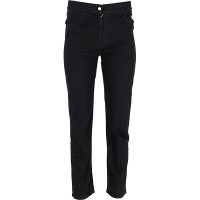 Balmain Pre-owned Balmain skinny jeans met contrasterende strepen in zwart katoen S Balmain Pre-owned Balmain skinny jeans met contrasterende strepen in zwart katoen S