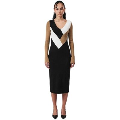Boss Florency viscose slanke midijurk voor dames (Zwart/Bruin/Wit) 34 Boss Florency viscose slanke midijurk voor dames (Zwart/Bruin/Wit) 34