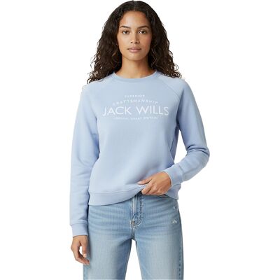 Jack Wills Dames/Dames Hunston Grafisch Sweatshirt met Ronde Hals (Zacht Blauw) 2XS Jack Wills Dames/Dames Hunston Grafisch Sweatshirt met Ronde Hals (Zacht Blauw) 2XS