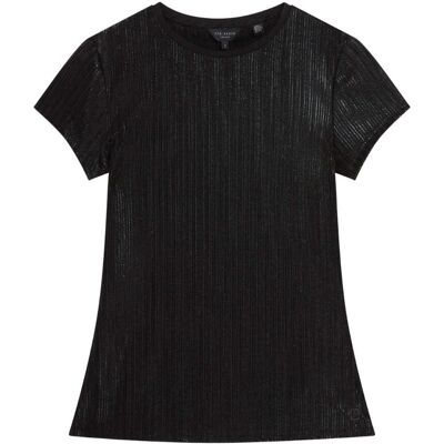 Ted Baker Katrino Metallic T-shirt Met Korte Mouwen En Ronde Hals, Zwart M Ted Baker Katrino Metallic T-shirt Met Korte Mouwen En Ronde Hals, Zwart M