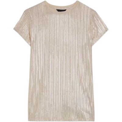 Ted Baker Katrino Metallic T-shirt Met Korte Mouwen En Ronde Hals In Goud S Ted Baker Katrino Metallic T-shirt Met Korte Mouwen En Ronde Hals In Goud S