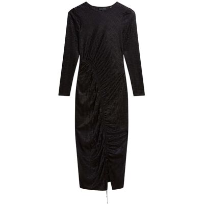 Ted Baker Sherlay Jacquard T Bodycon Geplooide Zwarte Jurk 38 Ted Baker Sherlay Jacquard T Bodycon Geplooide Zwarte Jurk 38
