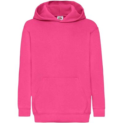 Fruit Of The Loom Kids Unisex Classic 80/20 Hoodie (Fuchsia) 7-8J / 122-128cm Fruit Of The Loom Kids Unisex Classic 80/20 Hoodie (Fuchsia) 7-8J / 122-128cm