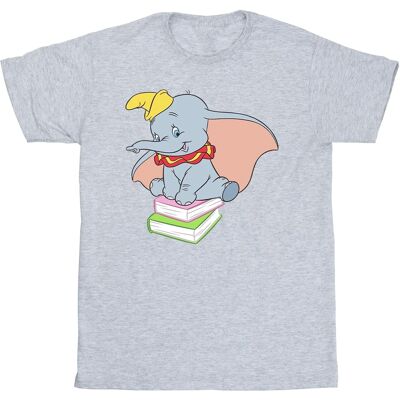 Disney Katoenen T-shirt voor meisjes Dumbo zittend op boeken (Sportgrijs) 12-13J / 152-158cm Disney Katoenen T-shirt voor meisjes Dumbo zittend op boeken (Sportgrijs) 12-13J / 152-158cm