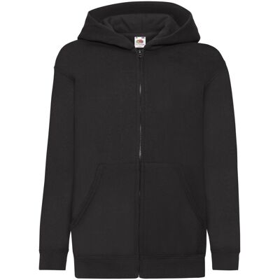 Fruit of the Loom Kinder/Kids Classic Full Zip Hoodie (Zwart) 14-15J / 164-170cm Fruit of the Loom Kinder/Kids Classic Full Zip Hoodie (Zwart) 14-15J / 164-170cm