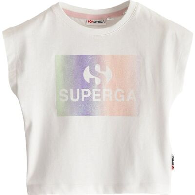 Superga Kinderen/Kinderen Glitter Gestreept T-shirt (Wit) 4J / 104cm Superga Kinderen/Kinderen Glitter Gestreept T-shirt (Wit) 4J / 104cm