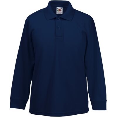 Fruit Of The Loom Kinder Polo Lange Mouwen 65/35 Piqué / Kinderpolo (Donker Marine) 7-8J / 122-128cm Fruit Of The Loom Kinder Polo Lange Mouwen 65/35 Piqué / Kinderpolo (Donker Marine) 7-8J / 122-128cm