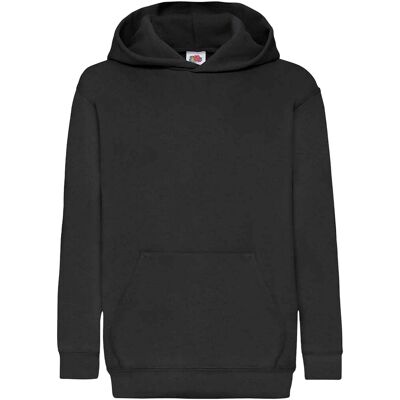 Fruit Of The Loom Kids Unisex Classic 80/20 Hoodie (Zwart) 9-10J / 134-140cm Fruit Of The Loom Kids Unisex Classic 80/20 Hoodie (Zwart) 9-10J / 134-140cm