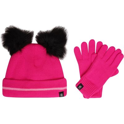 Dare 2B Set kinder-/kidsmuts en -handschoenen in fluffy kleuren (Roze Gloed/Katoen Snoepje) 11-12J / 146-152cm Dare 2B Set kinder-/kidsmuts en -handschoenen in fluffy kleuren (Roze Gloed/Katoen Snoepje) 11-12J / 146-152cm