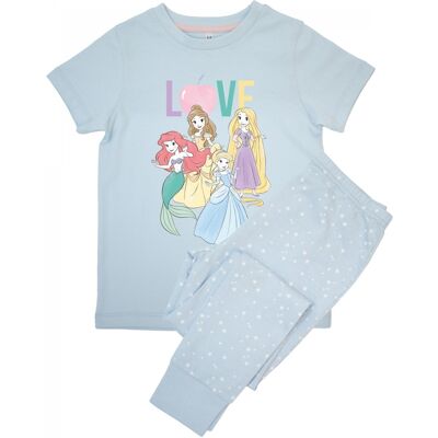 Disney Meisjes Love Princess AOP Lange Pyjama Set met Korte Mouwen (Babyblauw) 7-8J / 122-128cm Disney Meisjes Love Princess AOP Lange Pyjama Set met Korte Mouwen (Babyblauw) 7-8J / 122-128cm