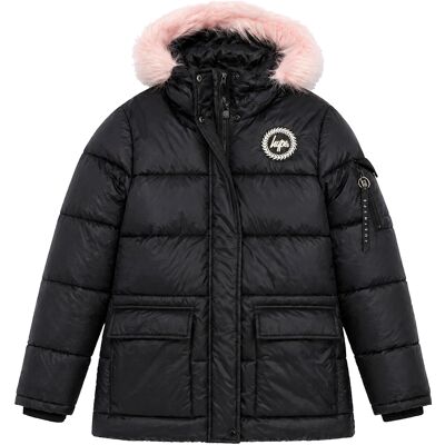 Hype Meisjes Explorer Jas Kinderen Zwart Gewatteerde Warm Winterjas met Capuchon 5-6J / 110-116cm Hype Meisjes Explorer Jas Kinderen Zwart Gewatteerde Warm Winterjas met Capuchon 5-6J / 110-116cm