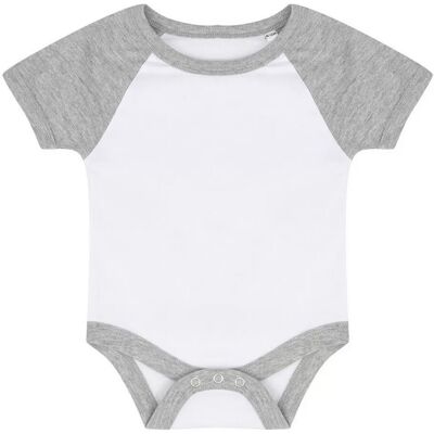 Larkwood Baby Baseball Bodysuit met korte mouwen (Wit/Heathergrijs) 3-6M / 62-68cm Larkwood Baby Baseball Bodysuit met korte mouwen (Wit/Heathergrijs) 3-6M / 62-68cm