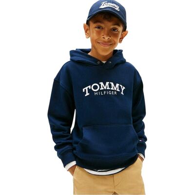 Tommy Hilfiger Kinder/Kids Logo Hooded Trekkoord Hoodie (Nachtelijke Marine) 14J / 164cm Tommy Hilfiger Kinder/Kids Logo Hooded Trekkoord Hoodie (Nachtelijke Marine) 14J / 164cm