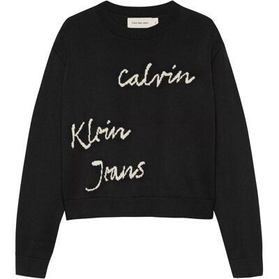 Calvin Klein Sweater met lange mouwen en logo voor kinderen/kids (Zwart) 8J / 128cm Calvin Klein Sweater met lange mouwen en logo voor kinderen/kids (Zwart) 8J / 128cm