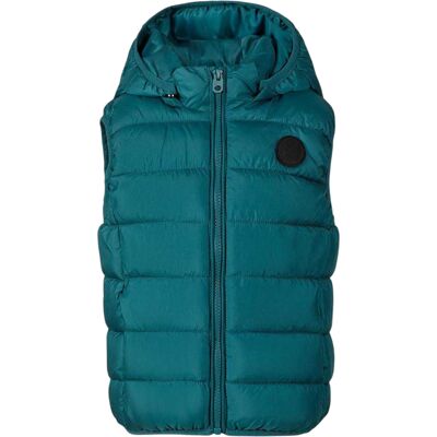 Minoti Gewatteerd vest met afneembare capuchon voor jongens (Teal) 10-11J / 140-146cm Minoti Gewatteerd vest met afneembare capuchon voor jongens (Teal) 10-11J / 140-146cm
