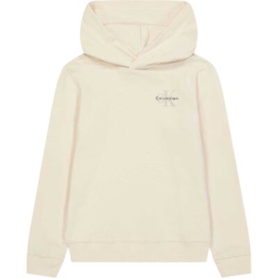 Calvin Klein Hoodie met logo op de borst voor kinderen, standaardmodel (Witkap grijs) 14J / 164cm Calvin Klein Hoodie met logo op de borst voor kinderen, standaardmodel (Witkap grijs) 14J / 164cm