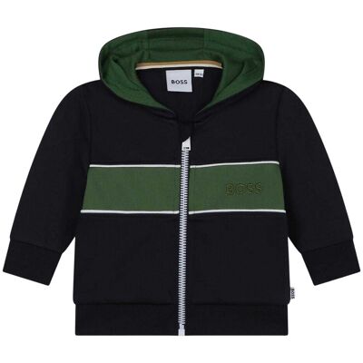 Boss Hoodie met capuchon en doorlopende rits, model 'Baby Logo Regular Athletic' (Marine) 1J / 92cm Boss Hoodie met capuchon en doorlopende rits, model 'Baby Logo Regular Athletic' (Marine) 1J / 92cm
