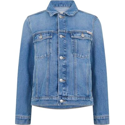 Calvin Klein Truckerjack met geweven manchetten voor kinderen (Blauw) 12J / 152cm Calvin Klein Truckerjack met geweven manchetten voor kinderen (Blauw) 12J / 152cm