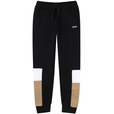 Boss Slanke joggingbroek van fleece met kleurblokken voor jongens (Zwart) 16J / 176cm Boss Slanke joggingbroek van fleece met kleurblokken voor jongens (Zwart) 16J / 176cm