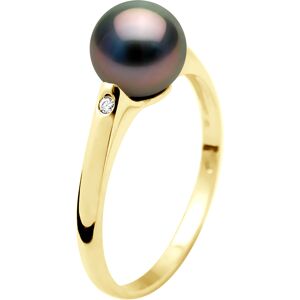 Ateliers Saint Germain Ring Diamanten 0,02 Cts - Tahiti Parel Rond 8-9 mm - Geel Goud Q Ateliers Saint Germain Ring Diamanten 0,02 Cts - Tahiti Parel Rond 8-9 mm - Geel Goud Q