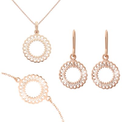 Orphelia 'Amada' Dames 925 Sterling Zilver Set: Armband + Oorbellen + Ketting - Roze SET-7075/1 One Size Orphelia 'Amada' Dames 925 Sterling Zilver Set: Armband + Oorbellen + Ketting - Roze SET-7075/1 One Size