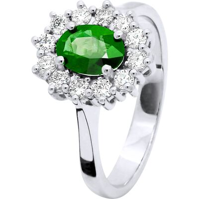 Diadema Ring EMERALD 0,85 Cts Marquise Diamonds 0,36 Cts Wit Goud 18 Karaat L 1/2 Diadema Ring EMERALD 0,85 Cts Marquise Diamonds 0,36 Cts Wit Goud 18 Karaat L 1/2