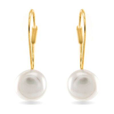 Luxenter Essential Oorbellen in 925 Sterling Zilver en Witte Parel afgewerkt in 18 karaat geel goud One Size Luxenter Essential Oorbellen in 925 Sterling Zilver en Witte Parel afgewerkt in 18 karaat geel goud One Size