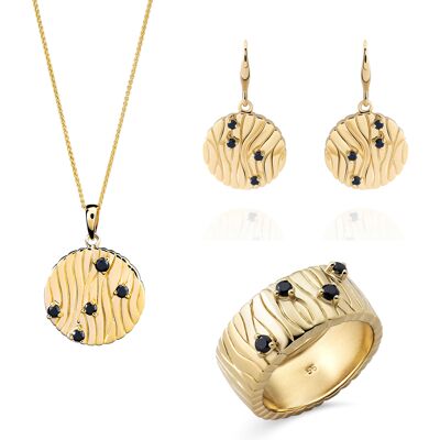 Orphelia 'Babette' Dames 925 Sterling Zilveren Set: Halsketting + Oorbellen + Ring - Gouden SET-7504/G Q Orphelia 'Babette' Dames 925 Sterling Zilveren Set: Halsketting + Oorbellen + Ring - Gouden SET-7504/G Q