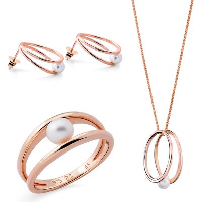 Orphelia 'Heloise' Dames 925 Sterling Zilveren Set: Halsketting + Oorbellen + Ring - Roze SET-7509 L Orphelia 'Heloise' Dames 925 Sterling Zilveren Set: Halsketting + Oorbellen + Ring - Roze SET-7509 L
