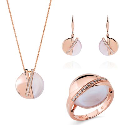 Orphelia 'Moragene' Dames 925 Sterling Zilveren Set: Halsketting + Oorbellen + Ring - Roze SET-7506/RG Q Orphelia 'Moragene' Dames 925 Sterling Zilveren Set: Halsketting + Oorbellen + Ring - Roze SET-7506/RG Q
