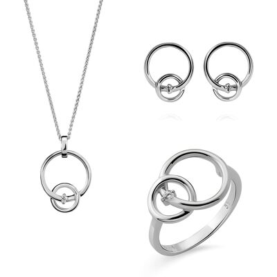 Orphelia 'Antoine' Dames 925 Sterling Zilveren Set: Halsketting + Oorbellen + Ring - Zilveren SET-7503 O 1/2 Orphelia 'Antoine' Dames 925 Sterling Zilveren Set: Halsketting + Oorbellen + Ring - Zilveren SET-7503 O 1/2