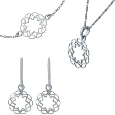 Orphelia 'Jasmine' Dames 925 Sterling Zilveren Set: Armband + Oorbellen + Ketting - Zilver SET-7076 One Size Orphelia 'Jasmine' Dames 925 Sterling Zilveren Set: Armband + Oorbellen + Ketting - Zilver SET-7076 One Size