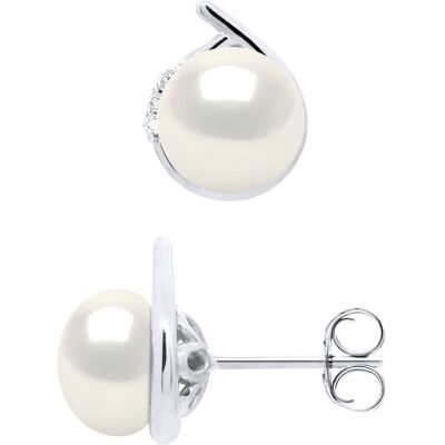 Ateliers Saint Germain Oorbellen Omgeving Diamanten 0,03 Cts Wit Goud - Echte Cultuur Zoetwater Parelknoppen 7-8 mm One Size Ateliers Saint Germain Oorbellen Omgeving Diamanten 0,03 Cts Wit Goud - Echte Cultuur Zoetwater Parelknoppen 7-8 mm One Size