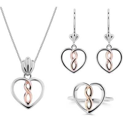 Orphelia 'Delilah' Dames 925 Zilveren Set: Halsketting + Oorbellen + Ring - Zilver/Roze SET-7475 L Orphelia 'Delilah' Dames 925 Zilveren Set: Halsketting + Oorbellen + Ring - Zilver/Roze SET-7475 L