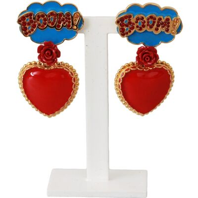Dolce & Gabbana Vrouwen goud messing BOOM rode roos Crystal Clip-On oorbellen One Size Dolce & Gabbana Vrouwen goud messing BOOM rode roos Crystal Clip-On oorbellen One Size