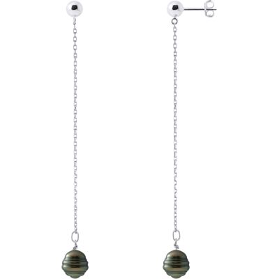 Diadema Dangle Oorbellen Tahitian Pearls Ringed 8-9 mm 925 One Size Diadema Dangle Oorbellen Tahitian Pearls Ringed 8-9 mm 925 One Size