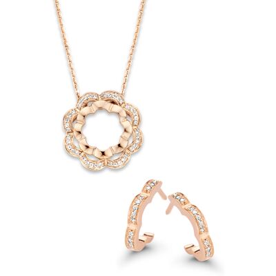 Orphelia 'Onyx' Dames 925 Sterling Zilveren Set: Ketting-Pendant + Oorbellen - Roze SET-7127/RG One Size Orphelia 'Onyx' Dames 925 Sterling Zilveren Set: Ketting-Pendant + Oorbellen - Roze SET-7127/RG One Size