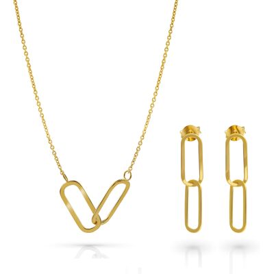 Orphelia 'Roos' Dames 925 Sterling Zilveren Set: Halsketting + Oorbellen - Gouden SET-7561/G One Size Orphelia 'Roos' Dames 925 Sterling Zilveren Set: Halsketting + Oorbellen - Gouden SET-7561/G One Size