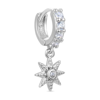 Luxenter 925 Sterling Zilveren Piercing met Rhodium Plated Briljant Zirkonia - Kaiwise One Size Luxenter 925 Sterling Zilveren Piercing met Rhodium Plated Briljant Zirkonia - Kaiwise One Size