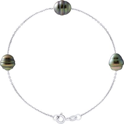 Ateliers Saint Germain Armband met 3 echte gecultiveerde Tahiti-parels van 8-9 mm One Size Ateliers Saint Germain Armband met 3 echte gecultiveerde Tahiti-parels van 8-9 mm One Size