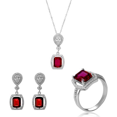 Orphelia 'Enora' Dames 925 Sterling Zilveren Set: Halsketting + Oorbellen + Ring - Zilver SET-7426/RU R 1/2 Orphelia 'Enora' Dames 925 Sterling Zilveren Set: Halsketting + Oorbellen + Ring - Zilver SET-7426/RU R 1/2