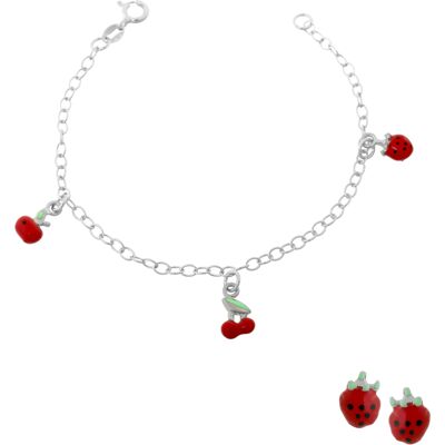 Orphelia 'Apple' Kinder 925 Sterling Zilveren Set: Armband + Oorbellen - Zilver SET-7149 One Size Orphelia 'Apple' Kinder 925 Sterling Zilveren Set: Armband + Oorbellen - Zilver SET-7149 One Size