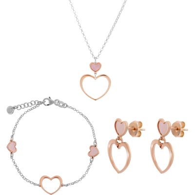 Orphelia 'Mada' Dames 925 Sterling Zilveren Set: Ketting + Armband + Oorbellen - Zilver/Roze SET-7389 One Size Orphelia 'Mada' Dames 925 Sterling Zilveren Set: Ketting + Armband + Oorbellen - Zilver/Roze SET-7389 One Size