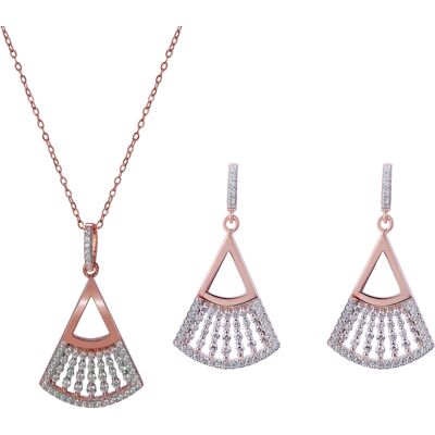 Orphelia 'Carina' Dames 925 Sterling Zilver Set: Halsketting + Oorbellen - Roze SET-7436 One Size Orphelia 'Carina' Dames 925 Sterling Zilver Set: Halsketting + Oorbellen - Roze SET-7436 One Size