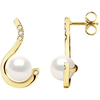 Ateliers Saint Germain Oorbellen Prestige - Diamanten 0,08 Cts - Kwaliteit HSI - Wit Goud - Echte Gecultiveerde Zoetwaterparels Rond 7-8 mm One Size Ateliers Saint Germain Oorbellen Prestige - Diamanten 0,08 Cts - Kwaliteit HSI - Wit Goud - Echte Gecultiveerde Zoetwaterparels Rond 7-8 mm One Size