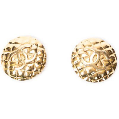 Chanel Pre-owned CC Quilted Round Clip On Earrings Oorbellen One Size Chanel Pre-owned CC Quilted Round Clip On Earrings Oorbellen One Size