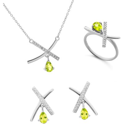 Orphelia 'Charlotte' Dames 925 Sterling Zilveren Set: Ketting + Oorbellen + Ring - Zilver SET-7580/P L Orphelia 'Charlotte' Dames 925 Sterling Zilveren Set: Ketting + Oorbellen + Ring - Zilver SET-7580/P L