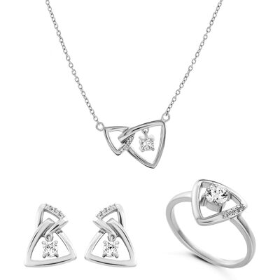 Orphelia 'Santorini' Dames 925 Sterlingen Zilveren Set: Halsketting + Oorbellen + Ring - Zilver SET-7570 R 1/2 Orphelia 'Santorini' Dames 925 Sterlingen Zilveren Set: Halsketting + Oorbellen + Ring - Zilver SET-7570 R 1/2